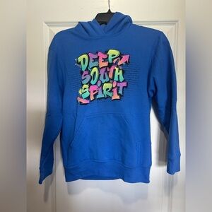 Port Authority Blue Hoodie with Colorful Graphic